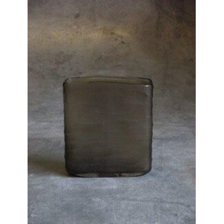 Object for Home Carved rectangular vase 13x4xH15cm l.brown