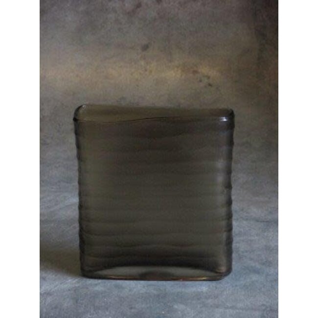 Object for Home Carved rectangular vase 19x5xH18cm l.brown