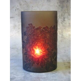 Object for Home Glass hurricane Peony Ø26xH40cm brown/red