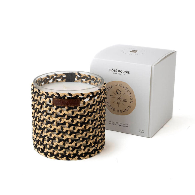 Côté Bougie Marrakech BOUGIE RAPHIA CUIR MINA NOIR L / NARGUILE