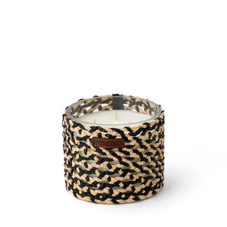 Côté Bougie Marrakech BOUGIE RAPHIA CUIR MINA NOIR M / NARGUILE