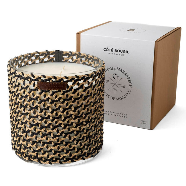 Côté Bougie Marrakech BOUGIE RAPHIA CUIR MINA NOIR XL / NARGUILE