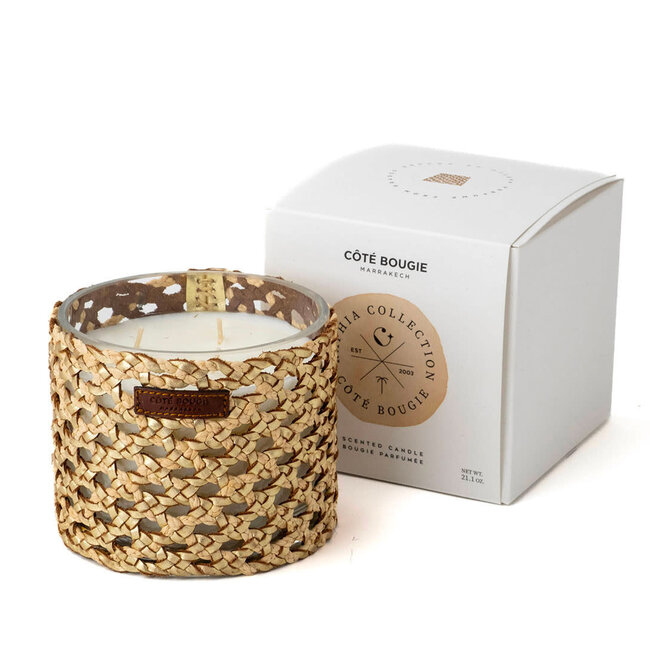 Côté Bougie Marrakech BOUGIE RAPHIA CUIR YARA M / ROSE OUD