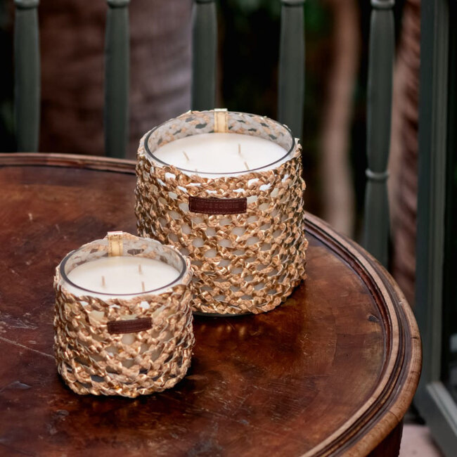 Côté Bougie Marrakech BOUGIE RAPHIA CUIR YARA S / ROSE OUD