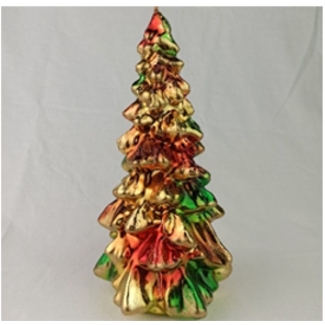 Daniel Ost Candles 4Red-Green-Gold-Brown Metallic w/Gold glitter Arcobaleno X-mas tree mm h. 240 x 130