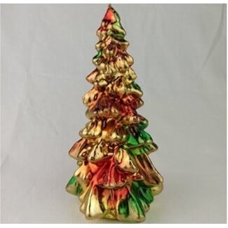 Daniel Ost Candles Red-Green-Gold-Brown Metallic w/Gold glitter Arcobaleno X-mas tree mm h. 120 x 80