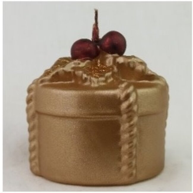 Daniel Ost Candles 24Cylinder h.90x80 mm Gold velvet w/ gold decorations and red Holly Gift