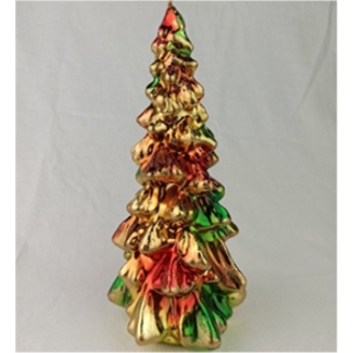 Daniel Ost Candles 5Red-Green-Gold-Brown Metallic w/Gold glitter Arcobaleno X-mas tree mm h. 300 x 160