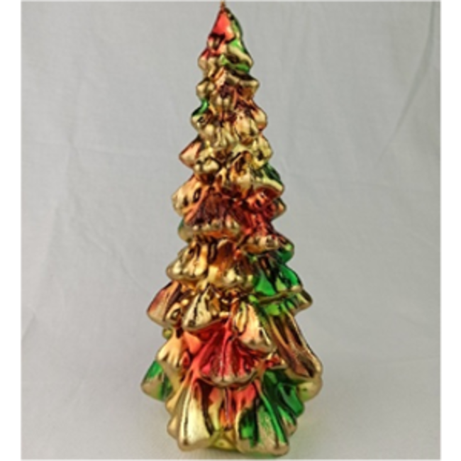 Daniel Ost Candles 5Red-Green-Gold-Brown Metallic w/Gold glitter Arcobaleno X-mas tree mm h. 300 x 160