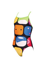 Arena Girls Nifty Swimsuit - Black/Leaf