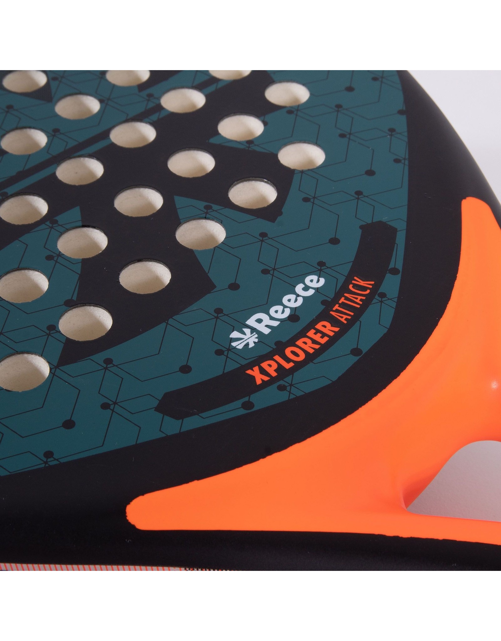 Reece Xplorer Attack Padel Racket-Black-Petrol-Neon Orange