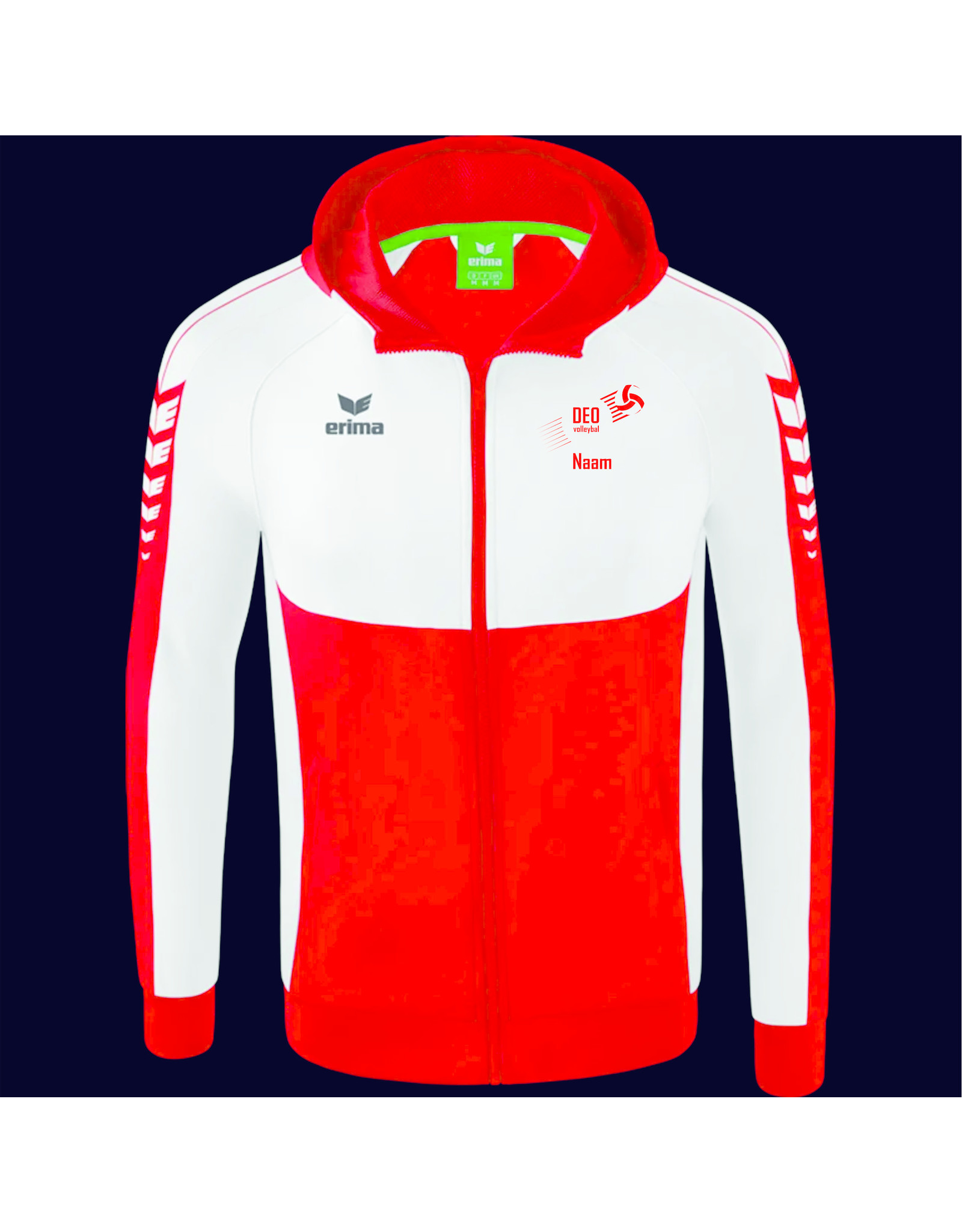 Erima SIX WINGS training jacket with hood- red/white