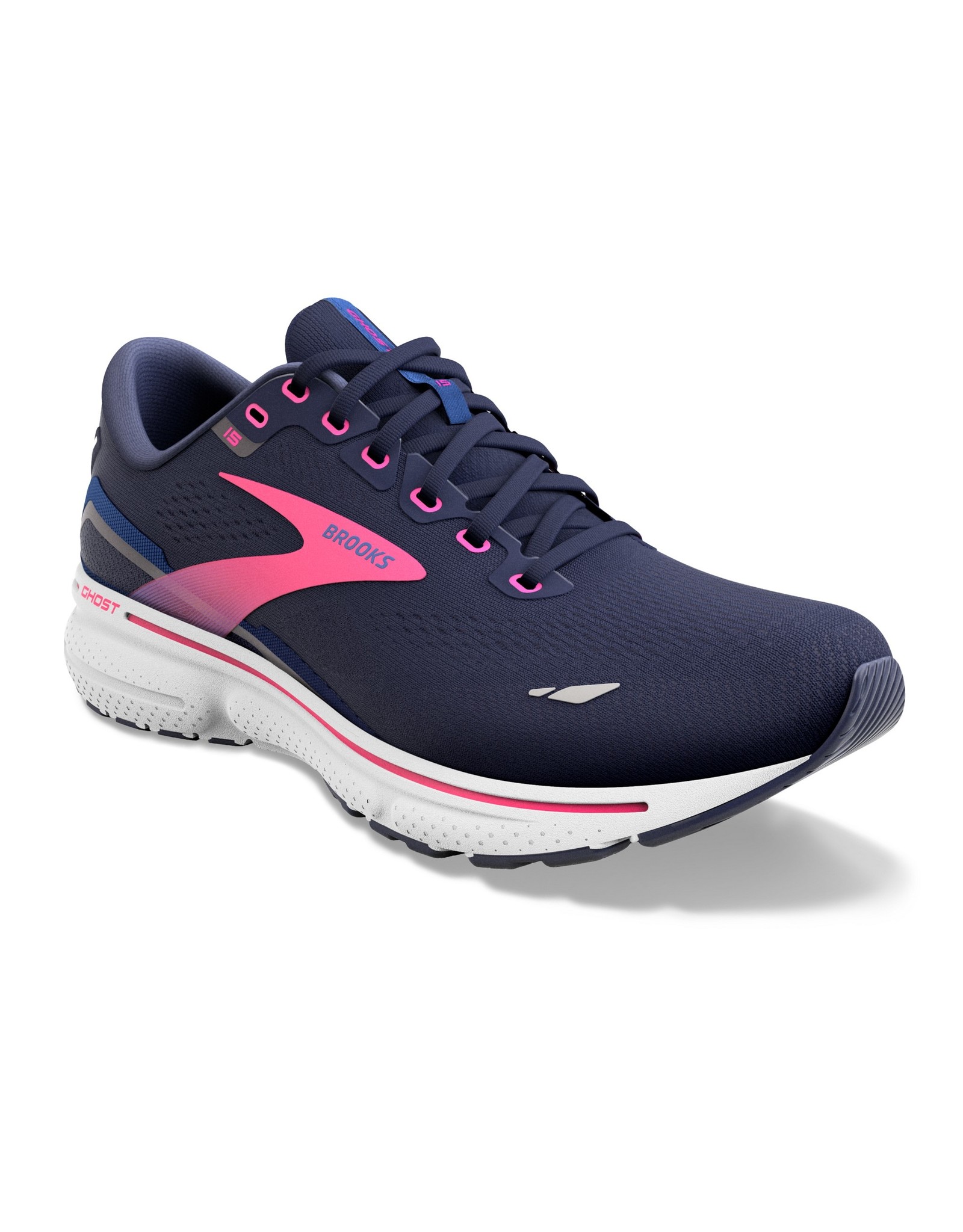 Brooks Ghost 15-Dames-Peacoat/Blue/Pink
