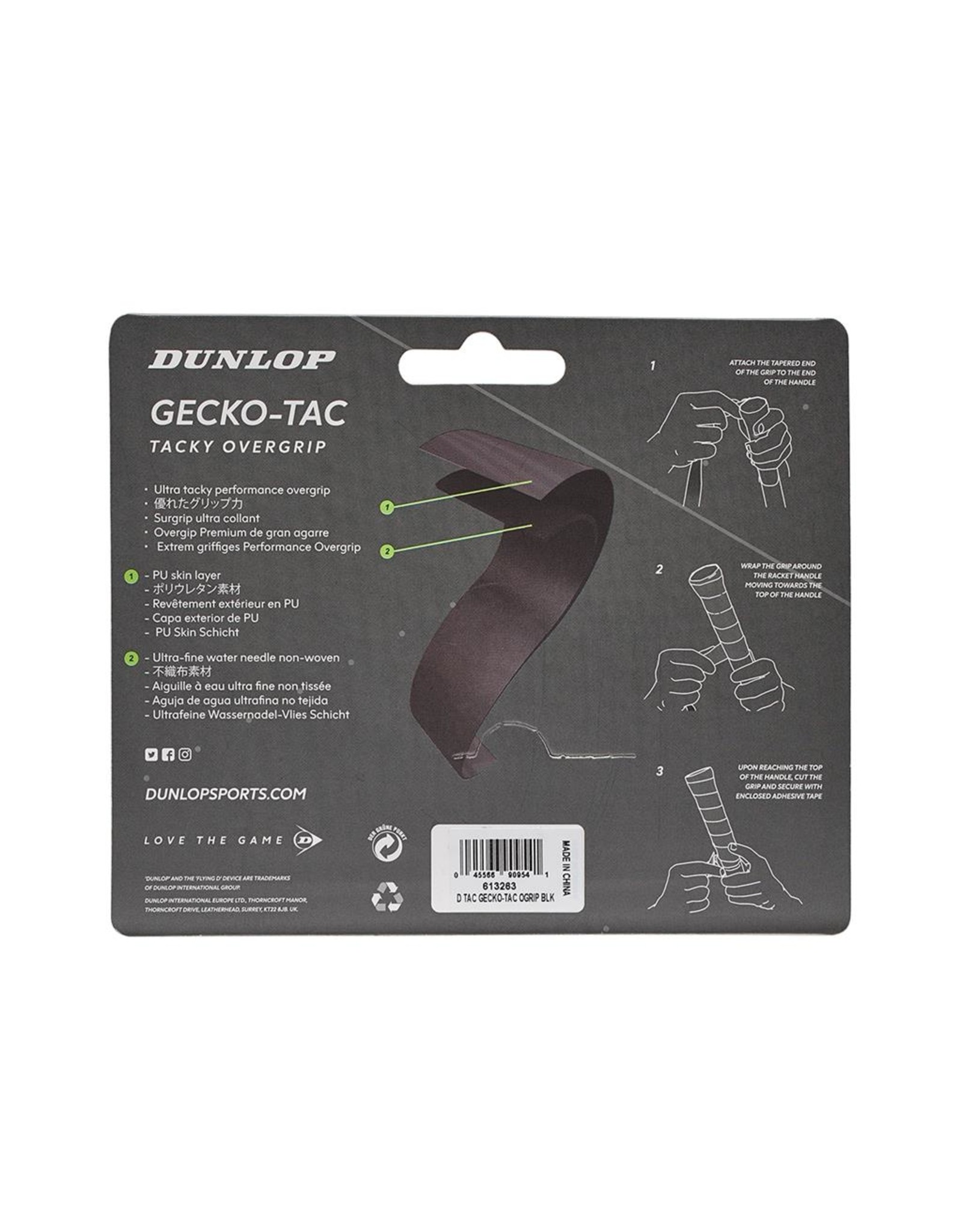 Dunlop D TAC GECKO-TAC OVERGRIP BLACK 3PCS