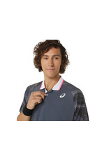 Asics MEN COURT GRAPHIC POLO-SHIRT-CARRIER GREY-Heren