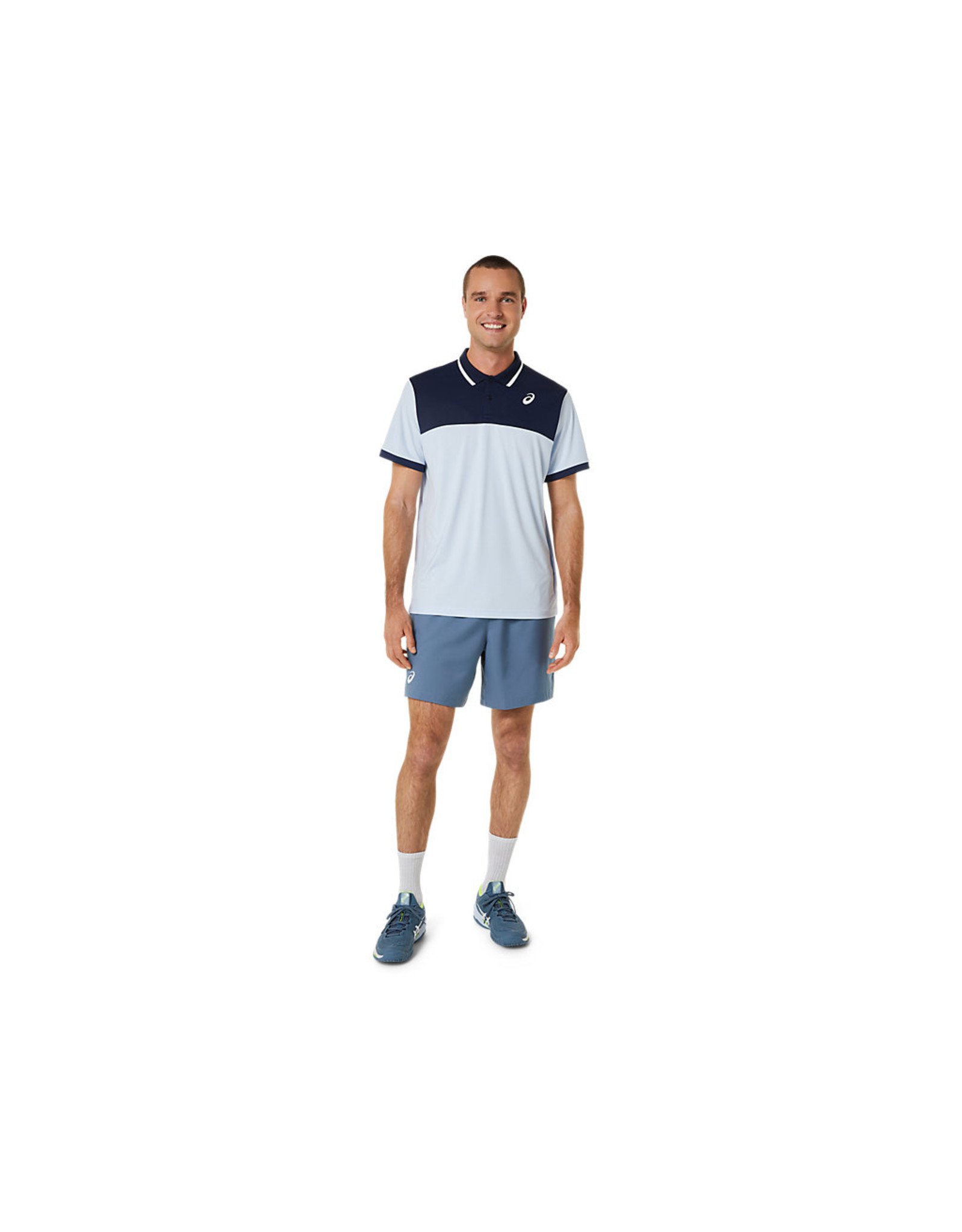 Asics MEN COURT POLO SHIRT-SOFT SKY/MIDNIGHT-Heren