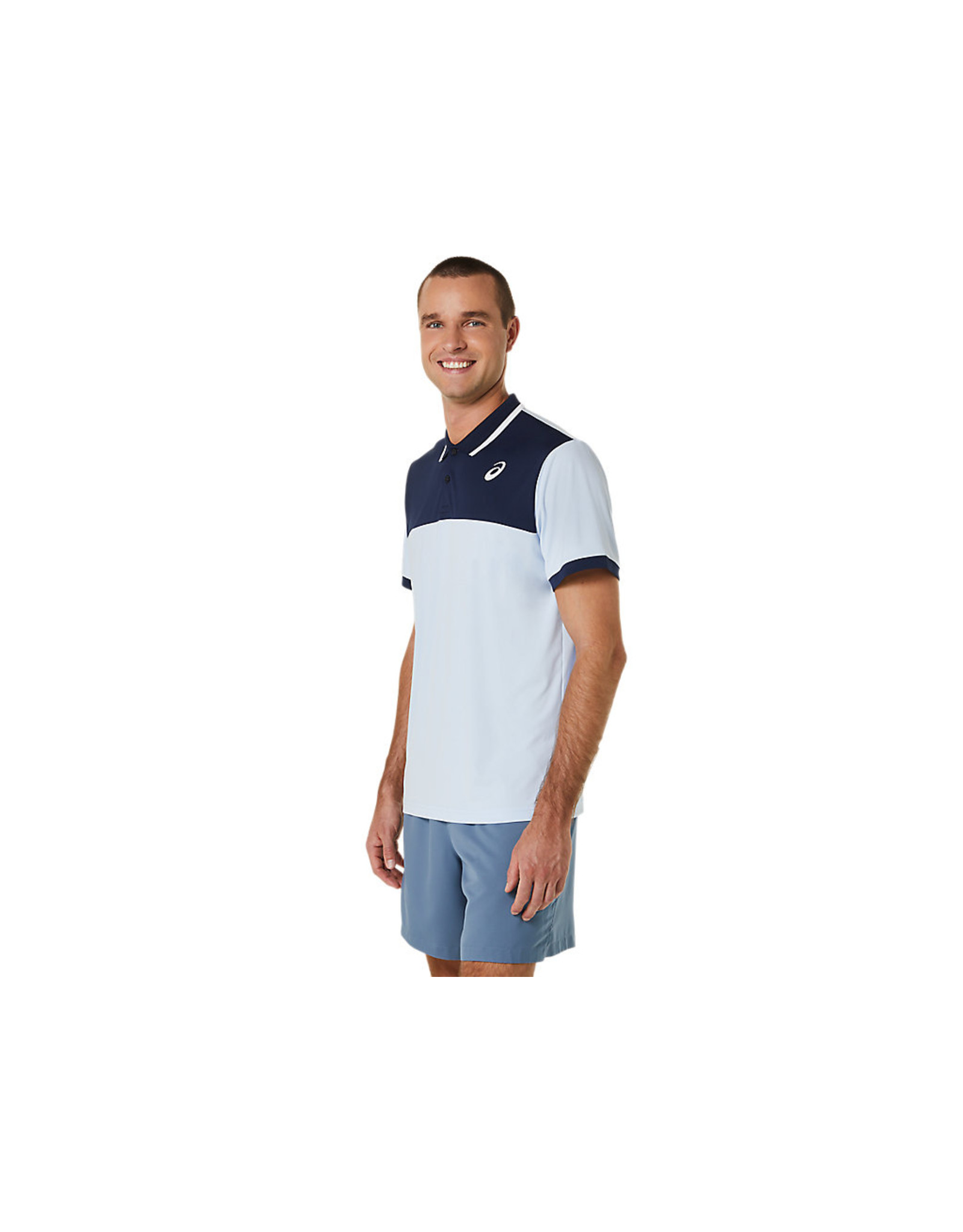 Asics MEN COURT POLO SHIRT-SOFT SKY/MIDNIGHT-Heren