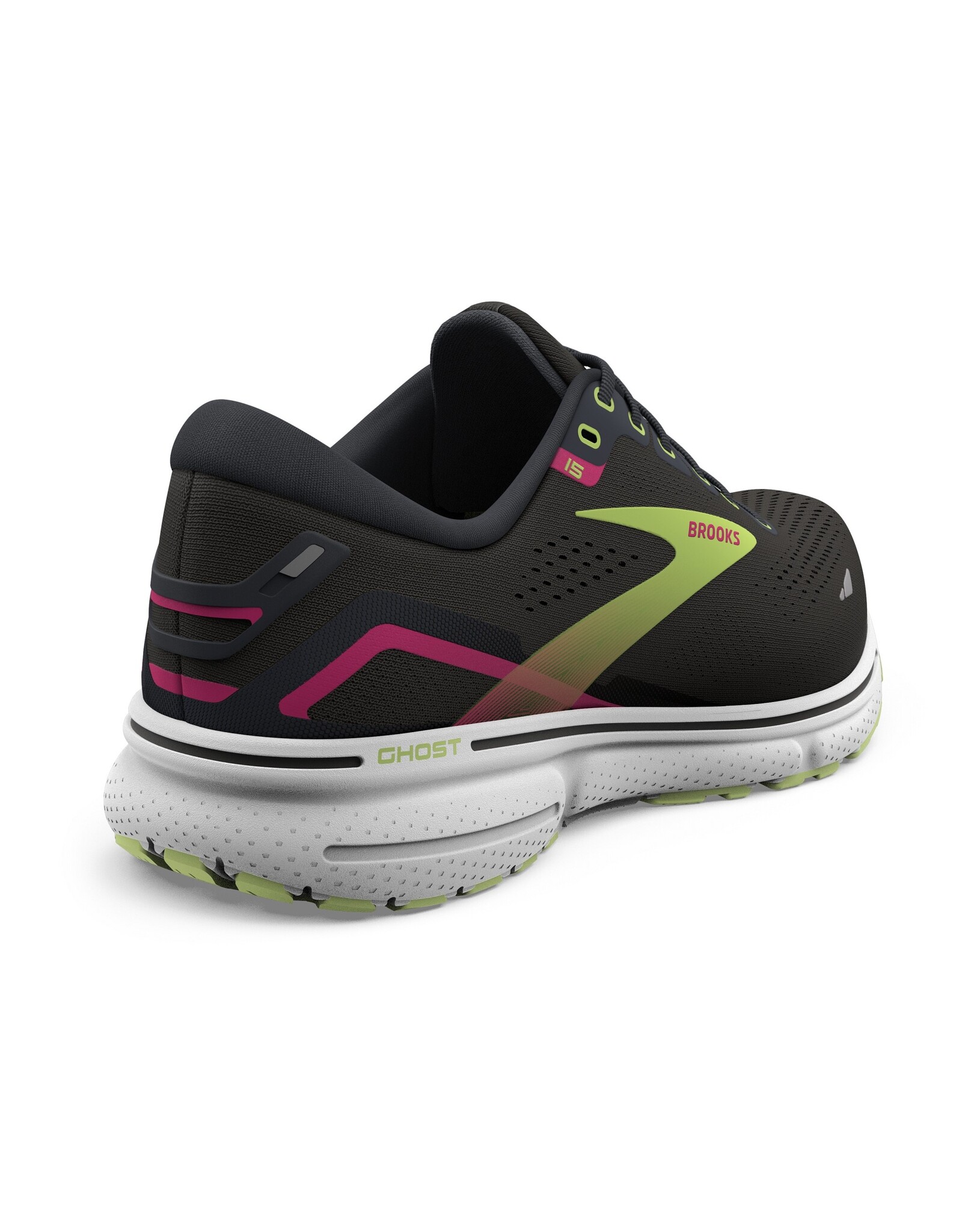 Brooks Ghost 15-Dames-Black/Ebony/Sharp Green