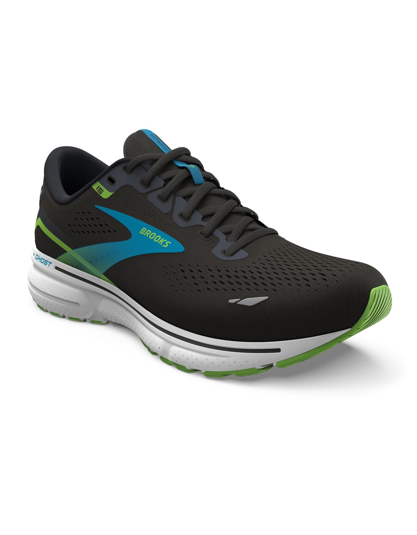 Brooks Ghost 15-Heren-Black/Hawaiian Ocean/Green