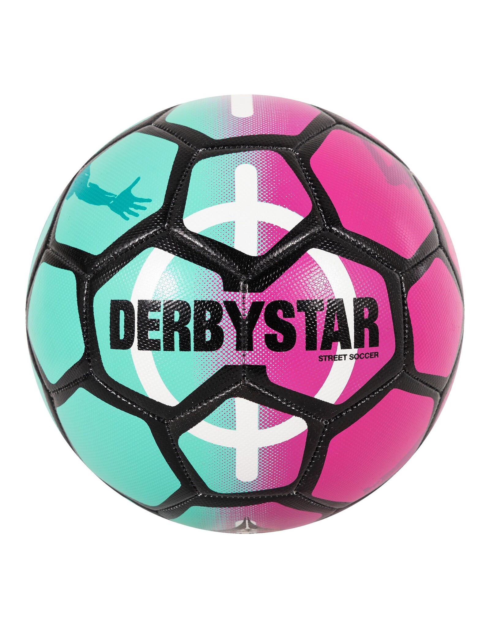Derbystar Street Soccer Ball-Mint-Pink-Black