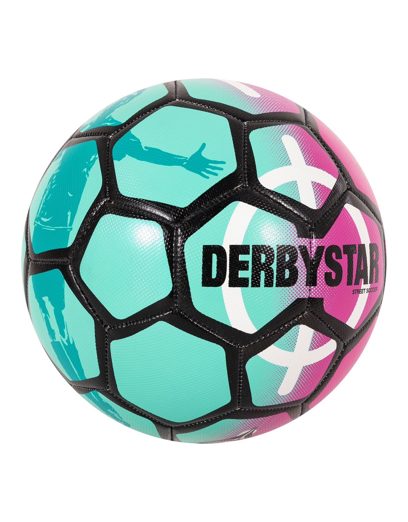 Derbystar Street Soccer Ball-Mint-Pink-Black