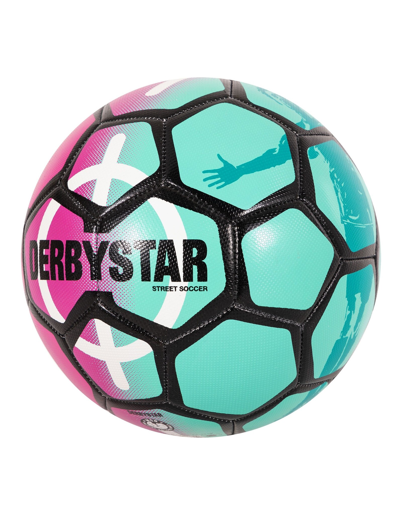 Derbystar Street Soccer Ball-Mint-Pink-Black