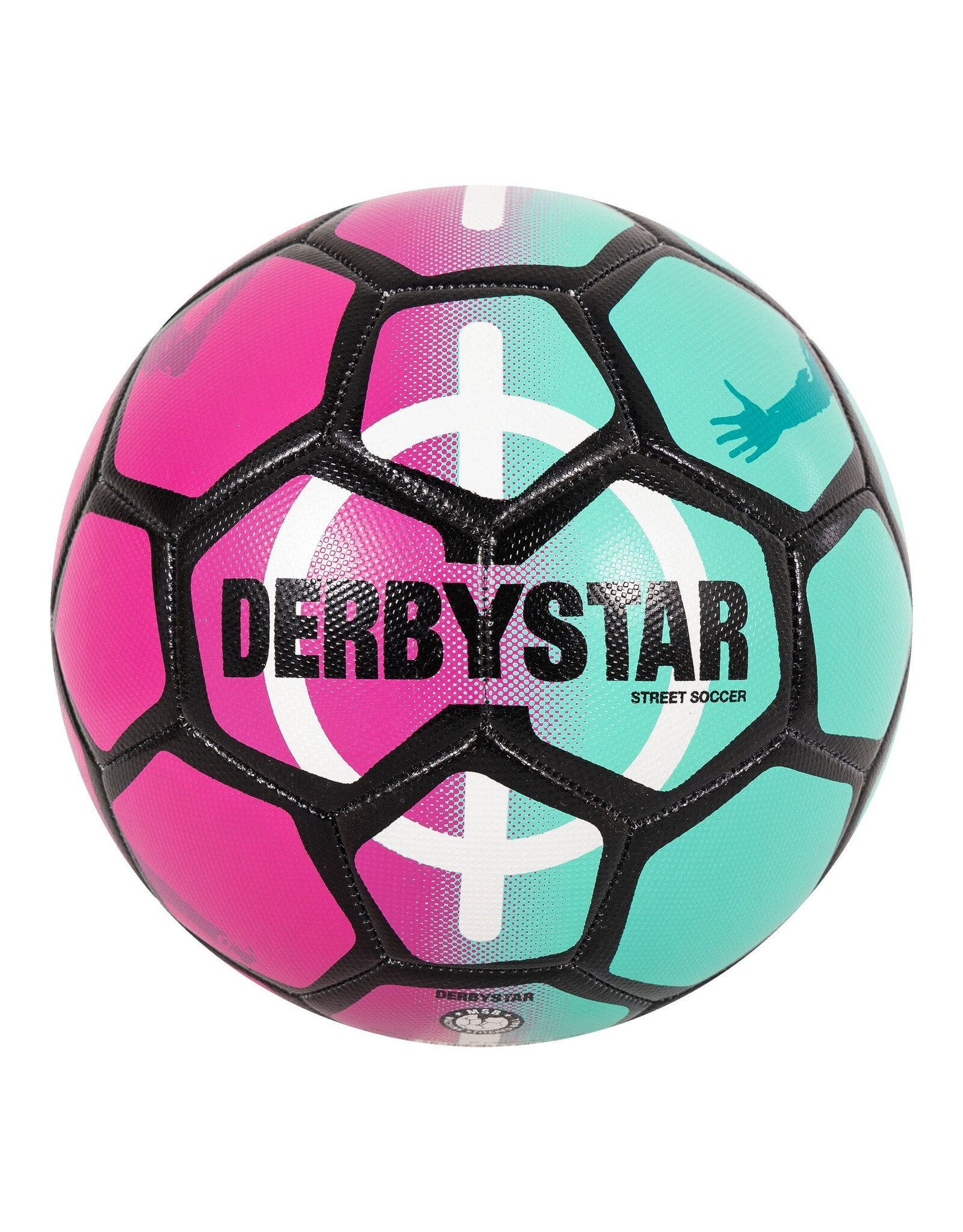 Derbystar Street Soccer Ball-Mint-Pink-Black