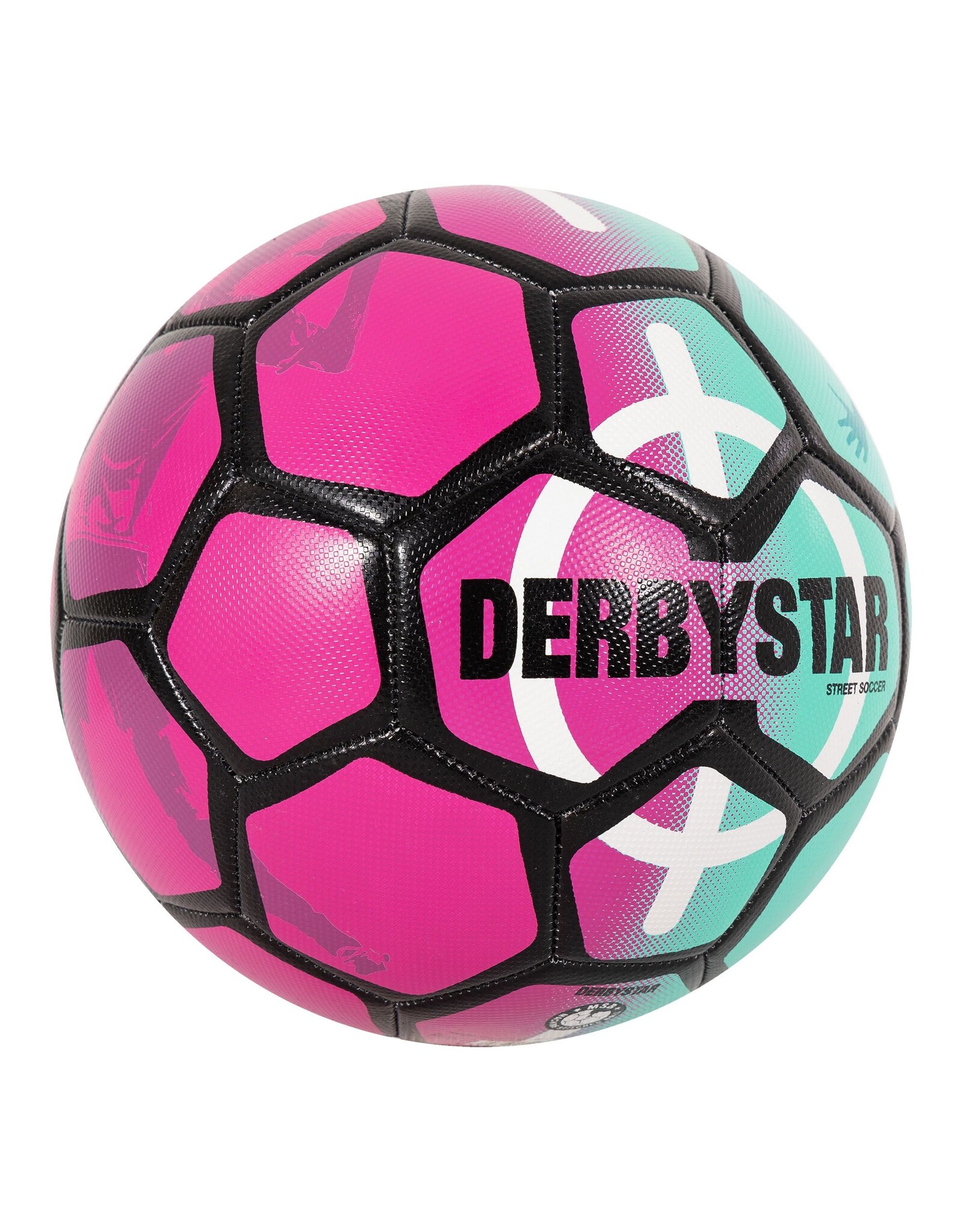 Derbystar Street Soccer Ball-Mint-Pink-Black