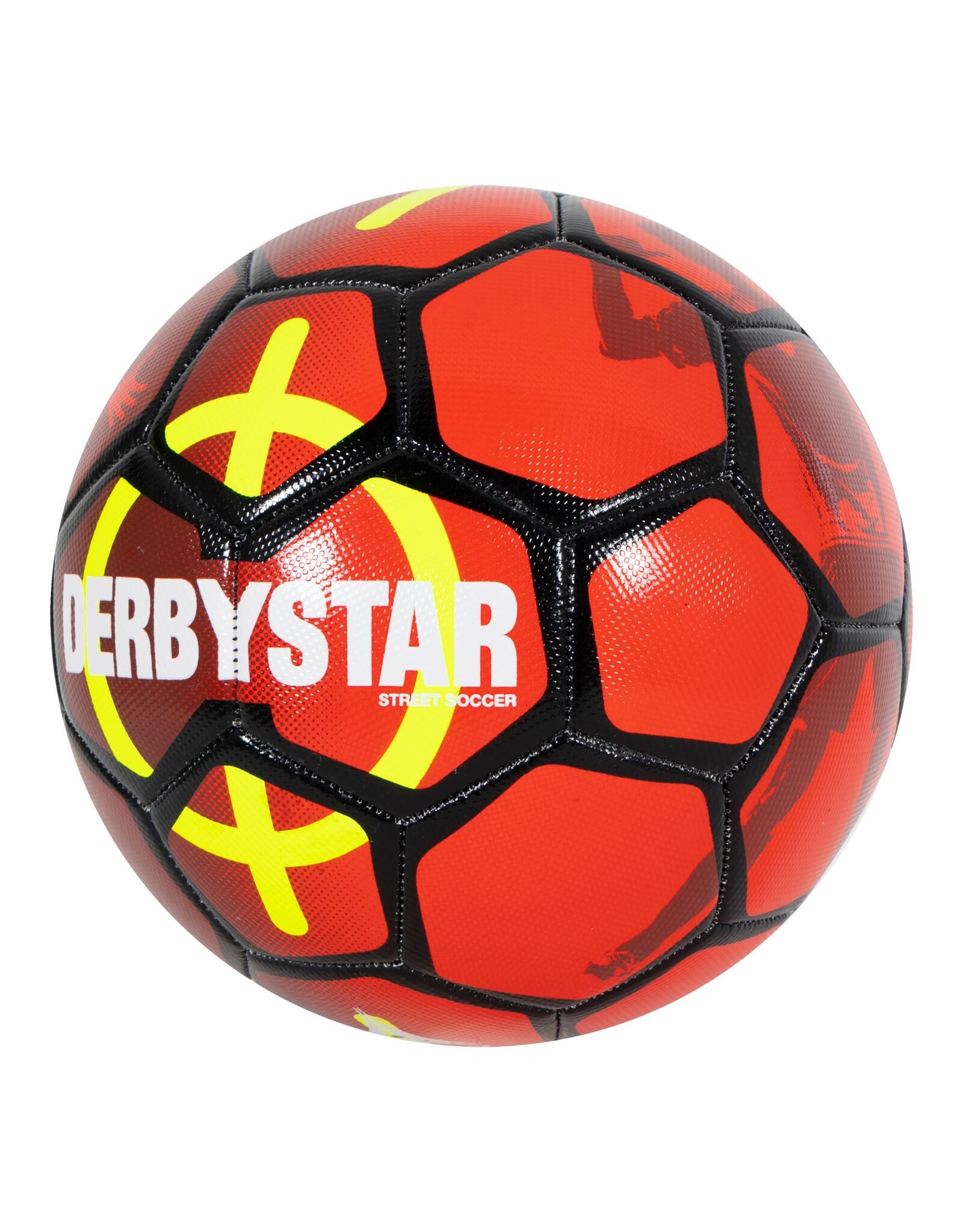 Derbystar Street Soccer Ball-Red-Neon Yellow