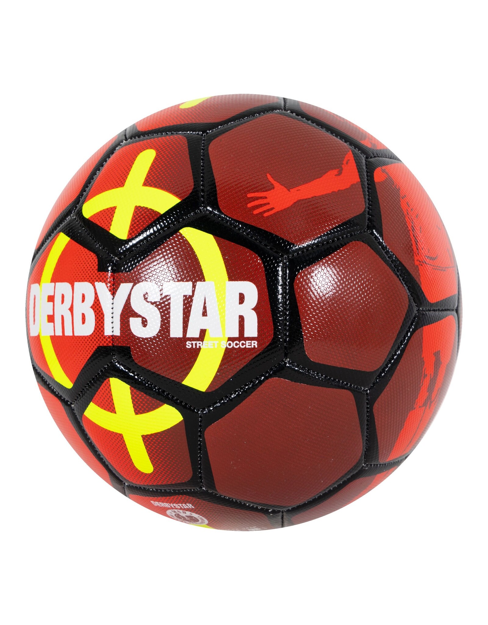 Derbystar Street Soccer Ball-Red-Neon Yellow