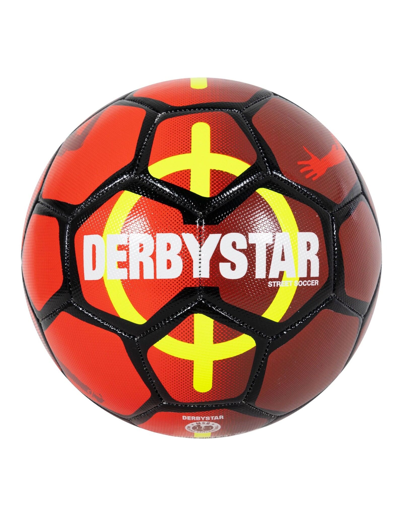 Derbystar Street Soccer Ball-Red-Neon Yellow