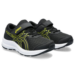Asics CONTEND 8 PS-Kinderen-BLACK/BRIGHT YELLOW