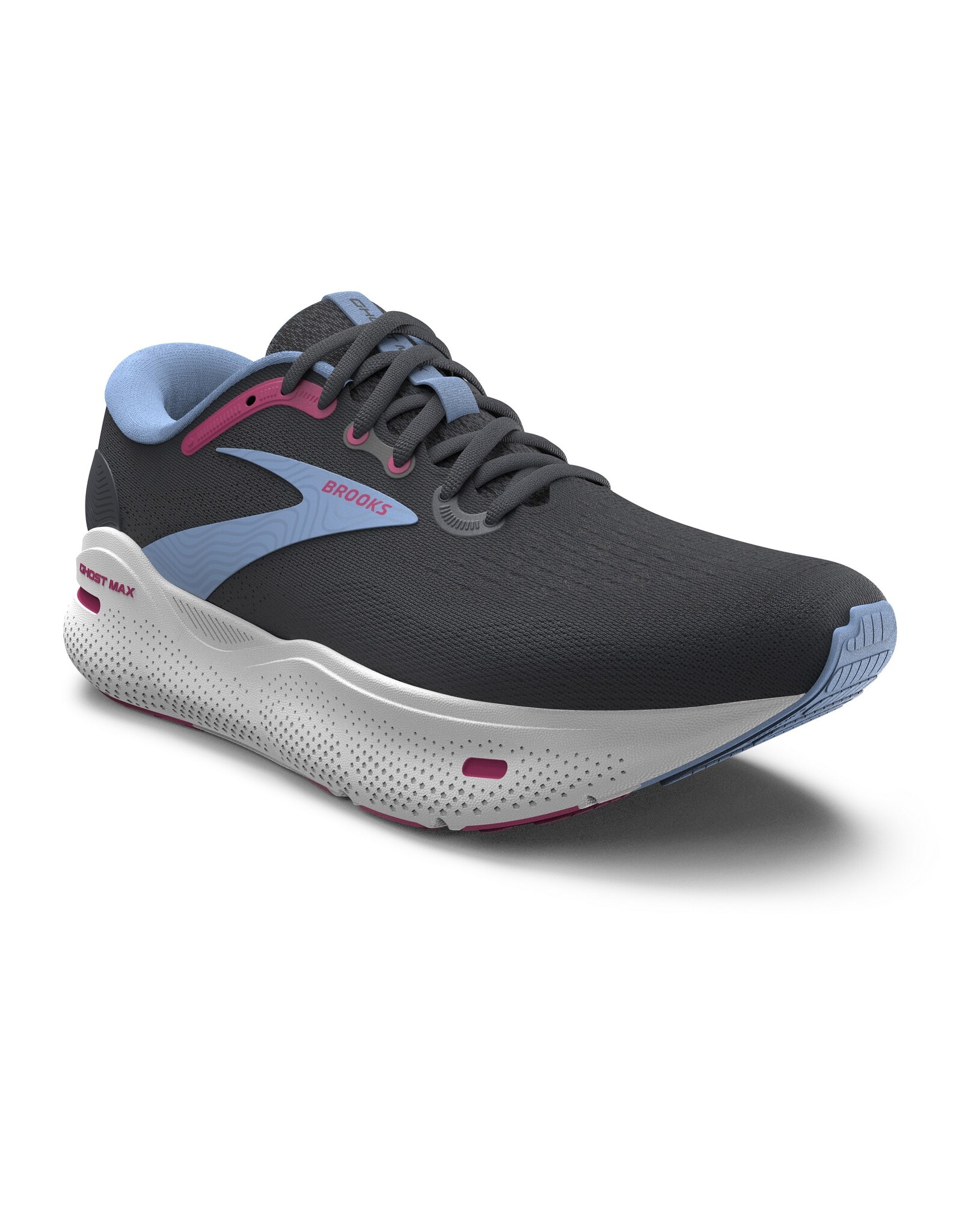 Brooks Ghost Max-Dames-Ebony/Open Air/Lilac Rose