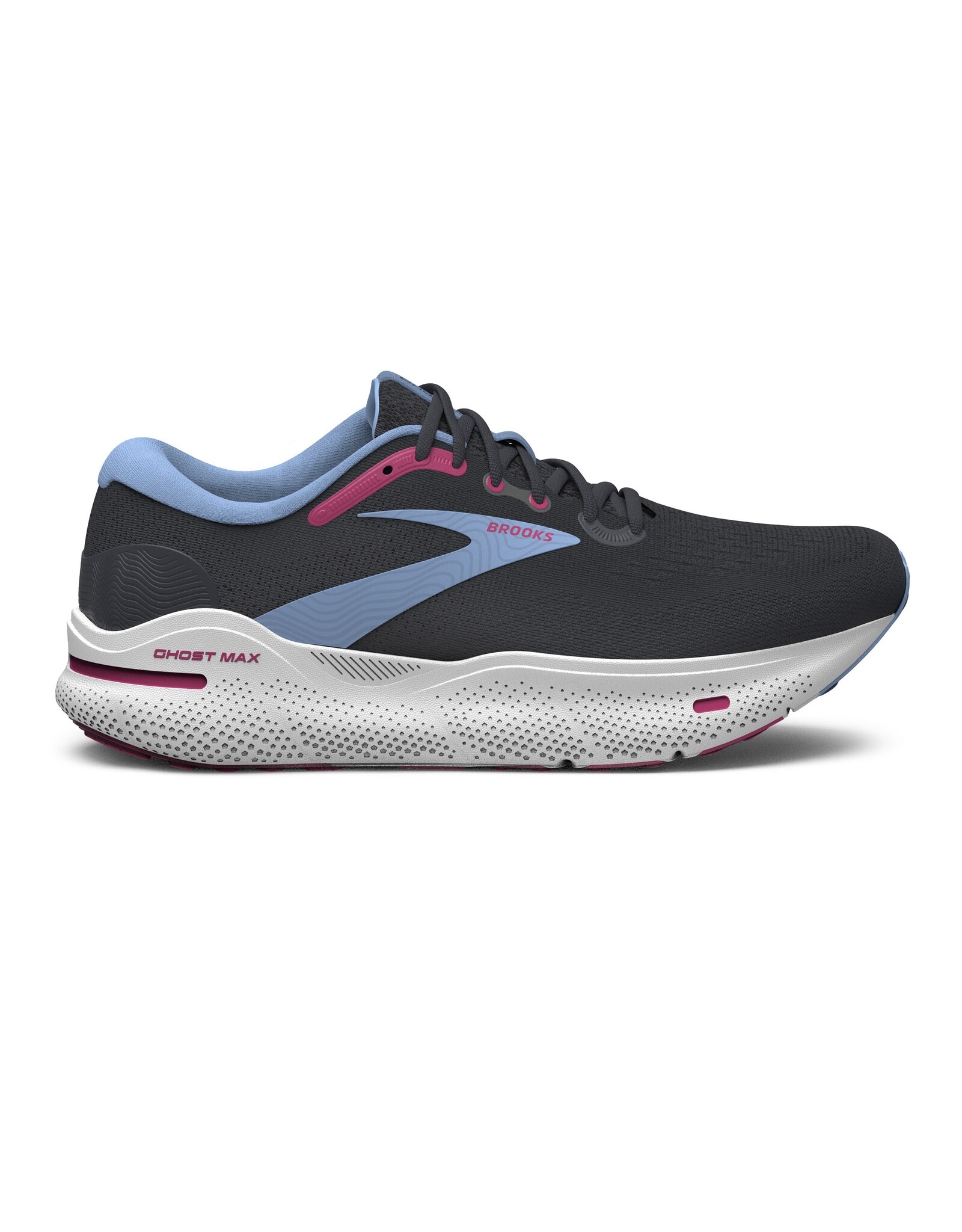 Brooks Ghost Max-Dames-Ebony/Open Air/Lilac Rose