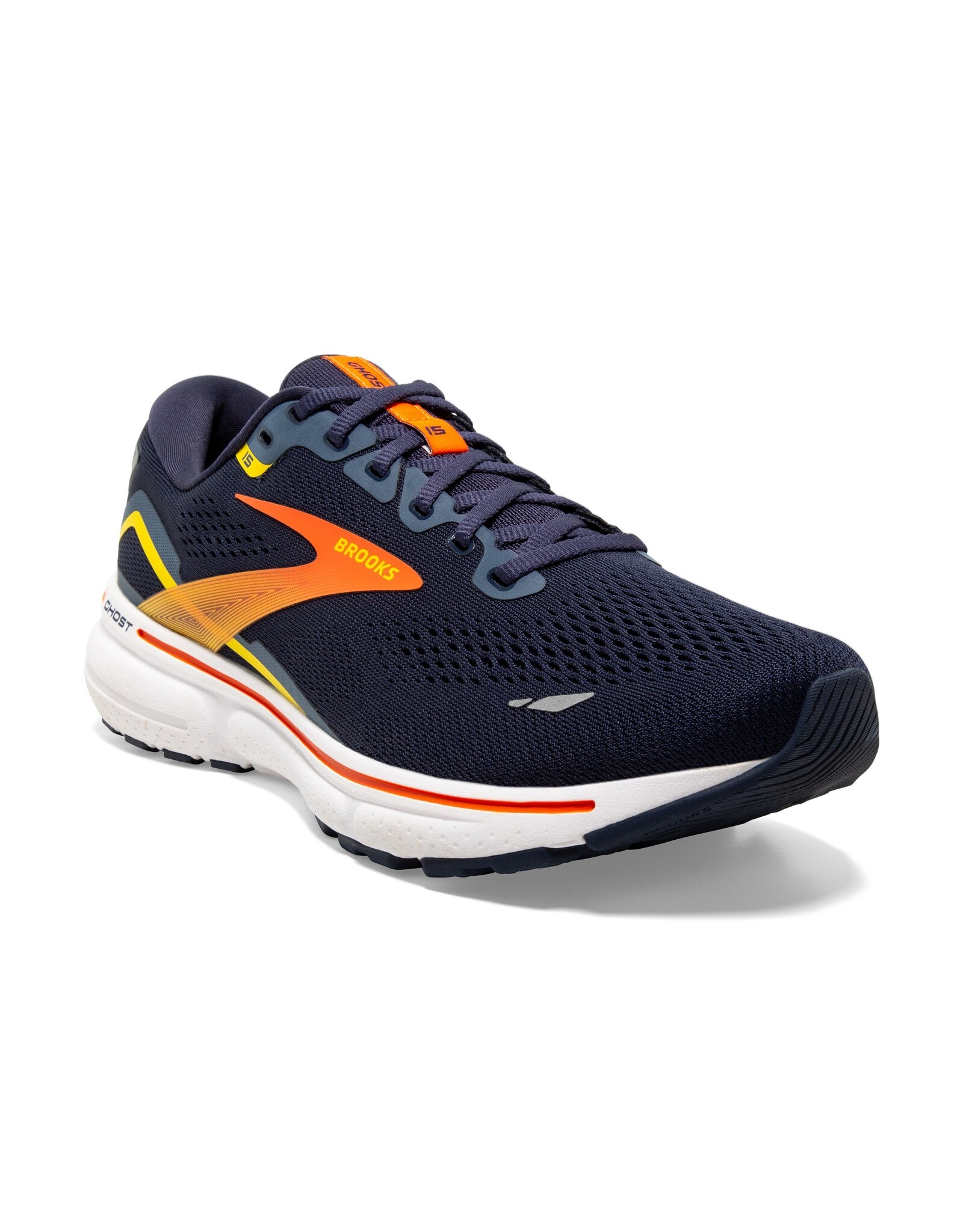 Brooks Ghost 15-Heren-Peacoat/Red/Yellow