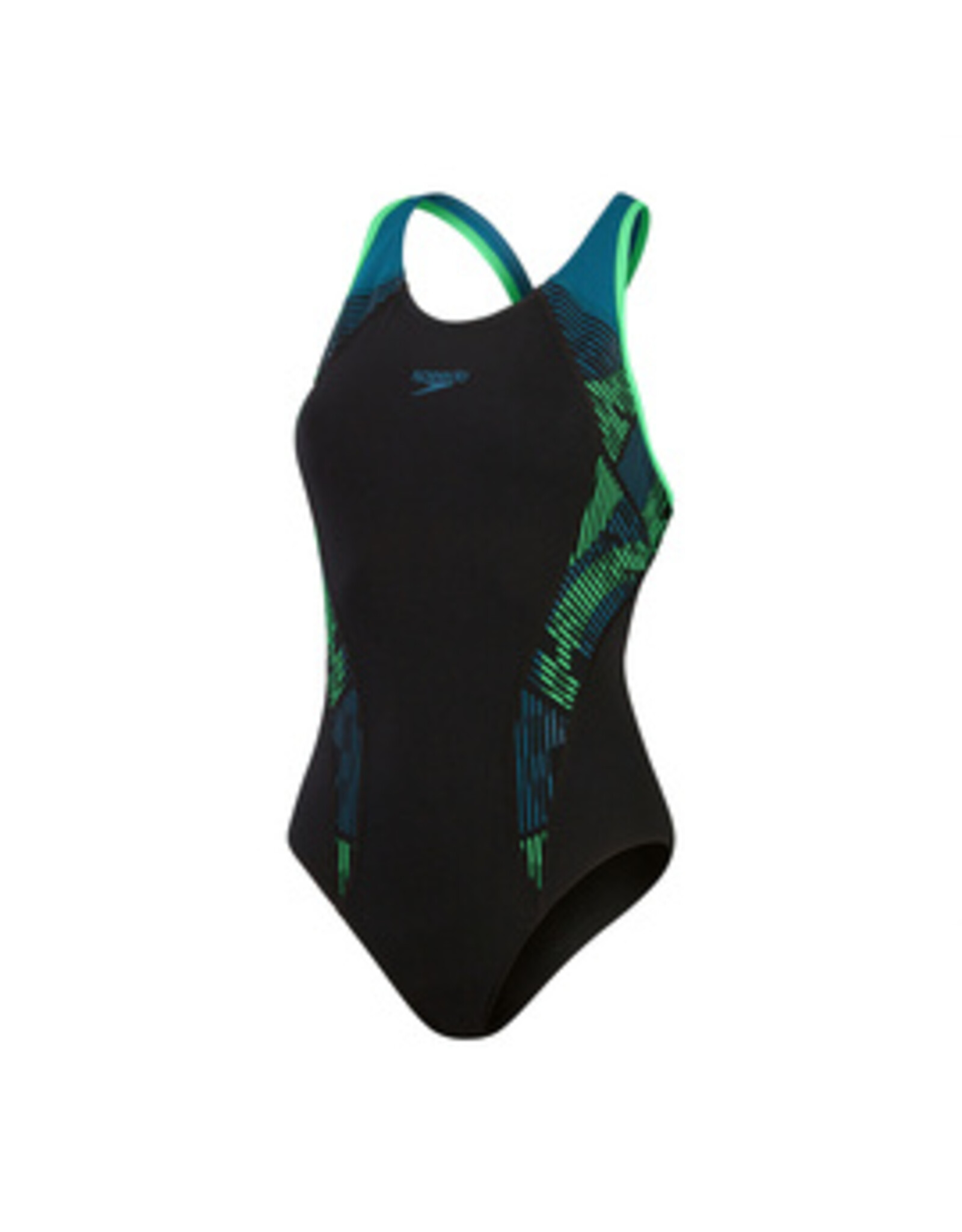 Speedo ECO+M PLACEM LANEBACK BLA/GRN