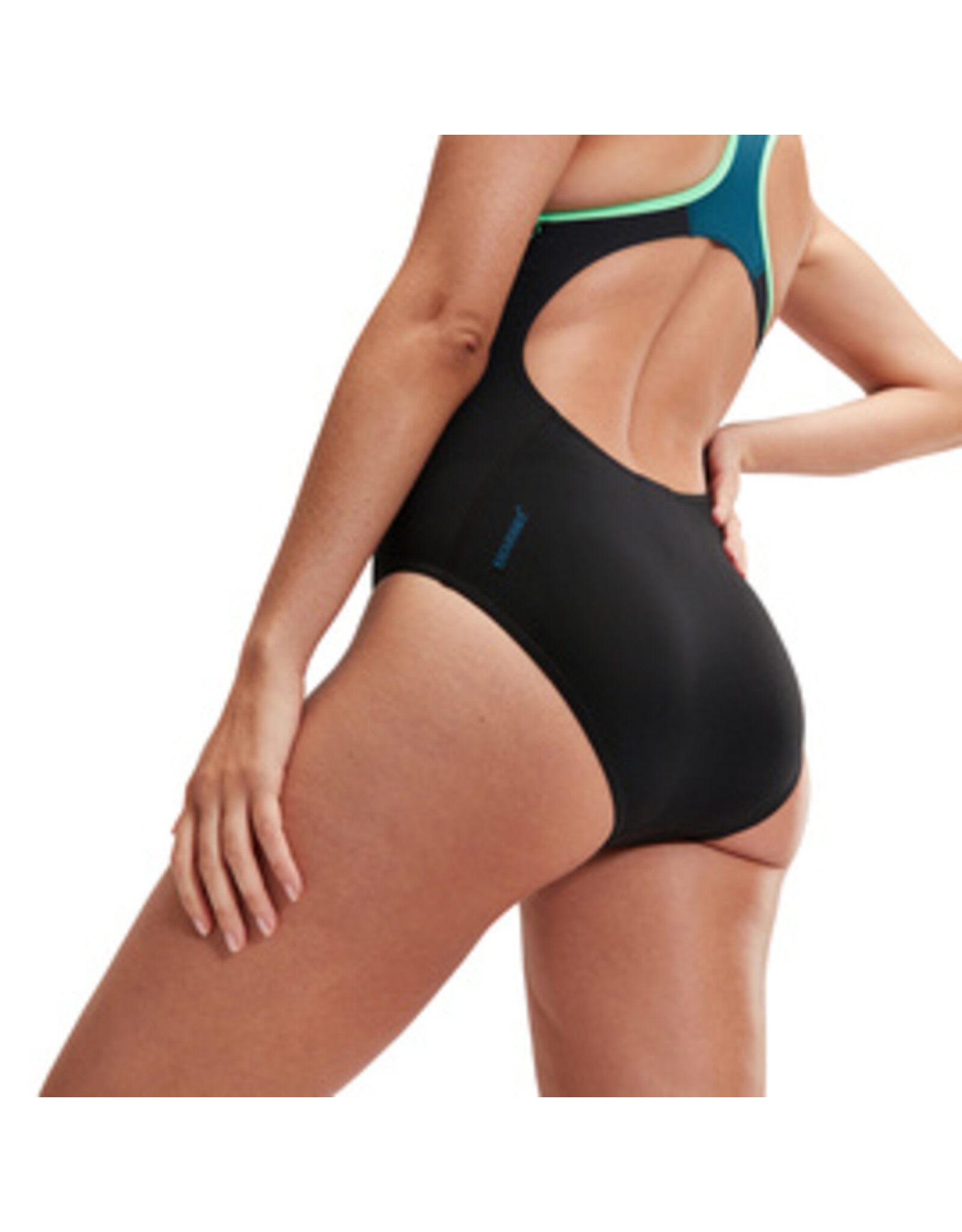 Speedo ECO+M PLACEM LANEBACK BLA/GRN