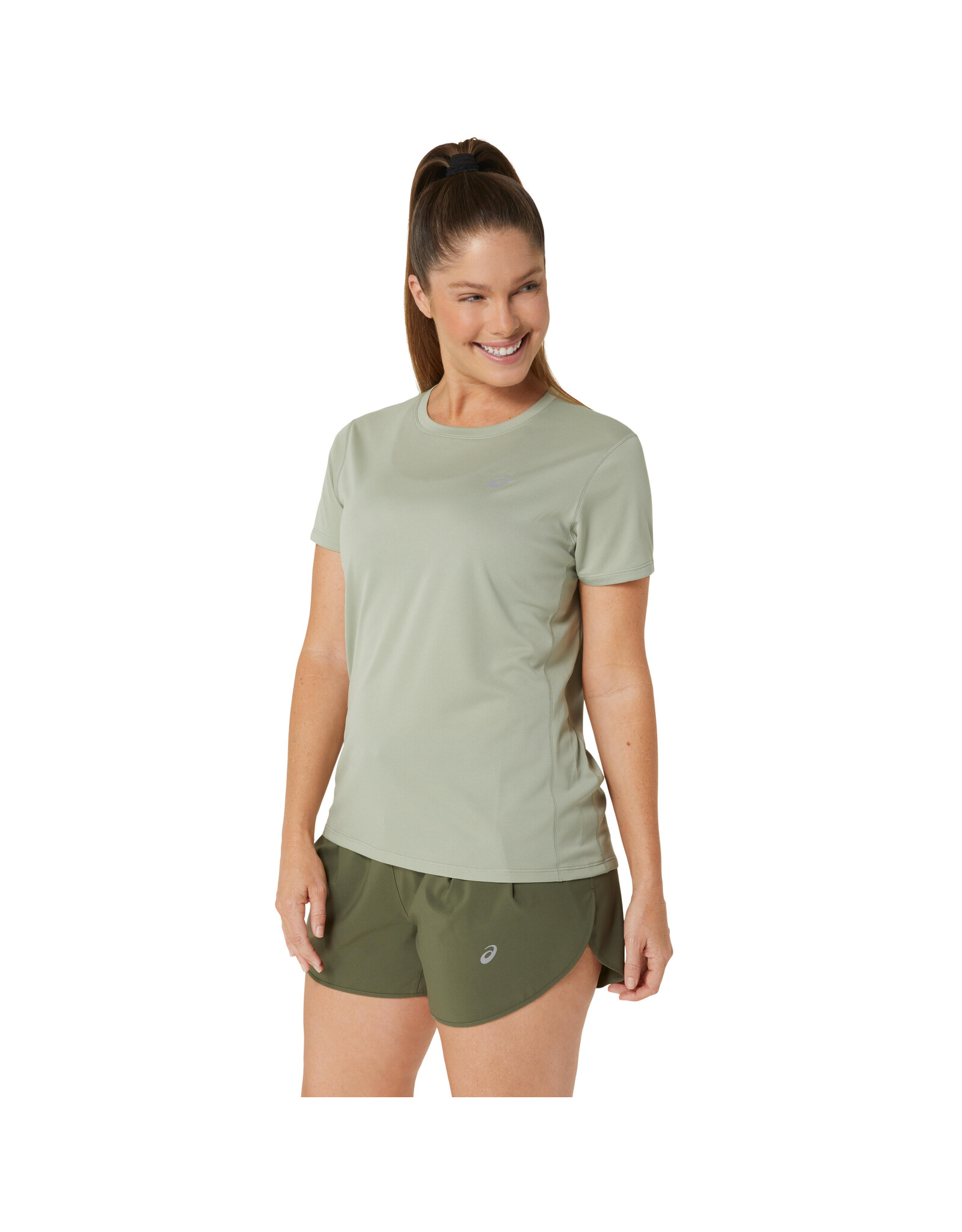 Asics CORE SS TOP-Dames-OLIVE GREY