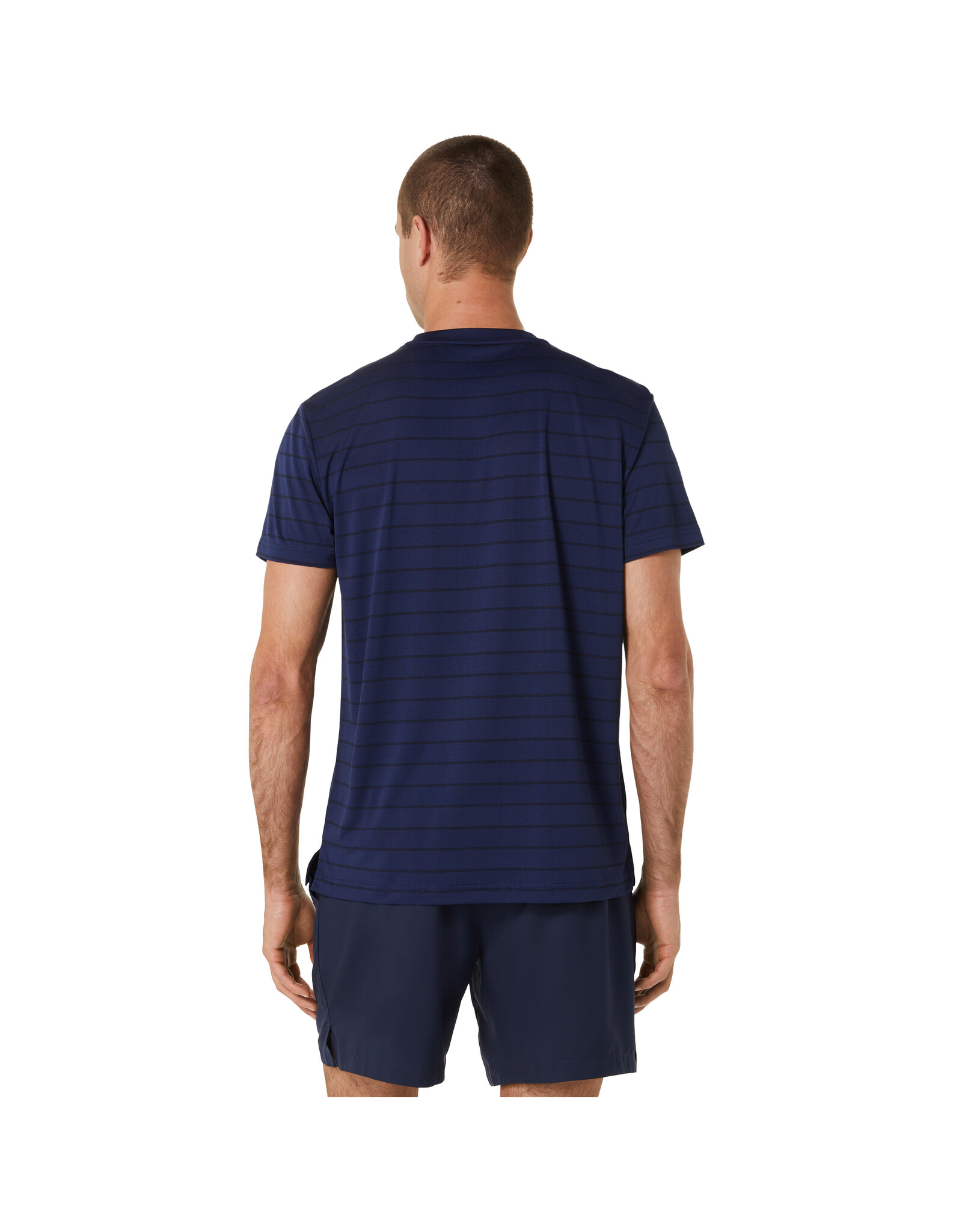 Asics MEN COURT STRIPE SS TOP-Heren-MIDNIGHT