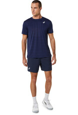 Asics MEN COURT STRIPE SS TOP-Heren-MIDNIGHT