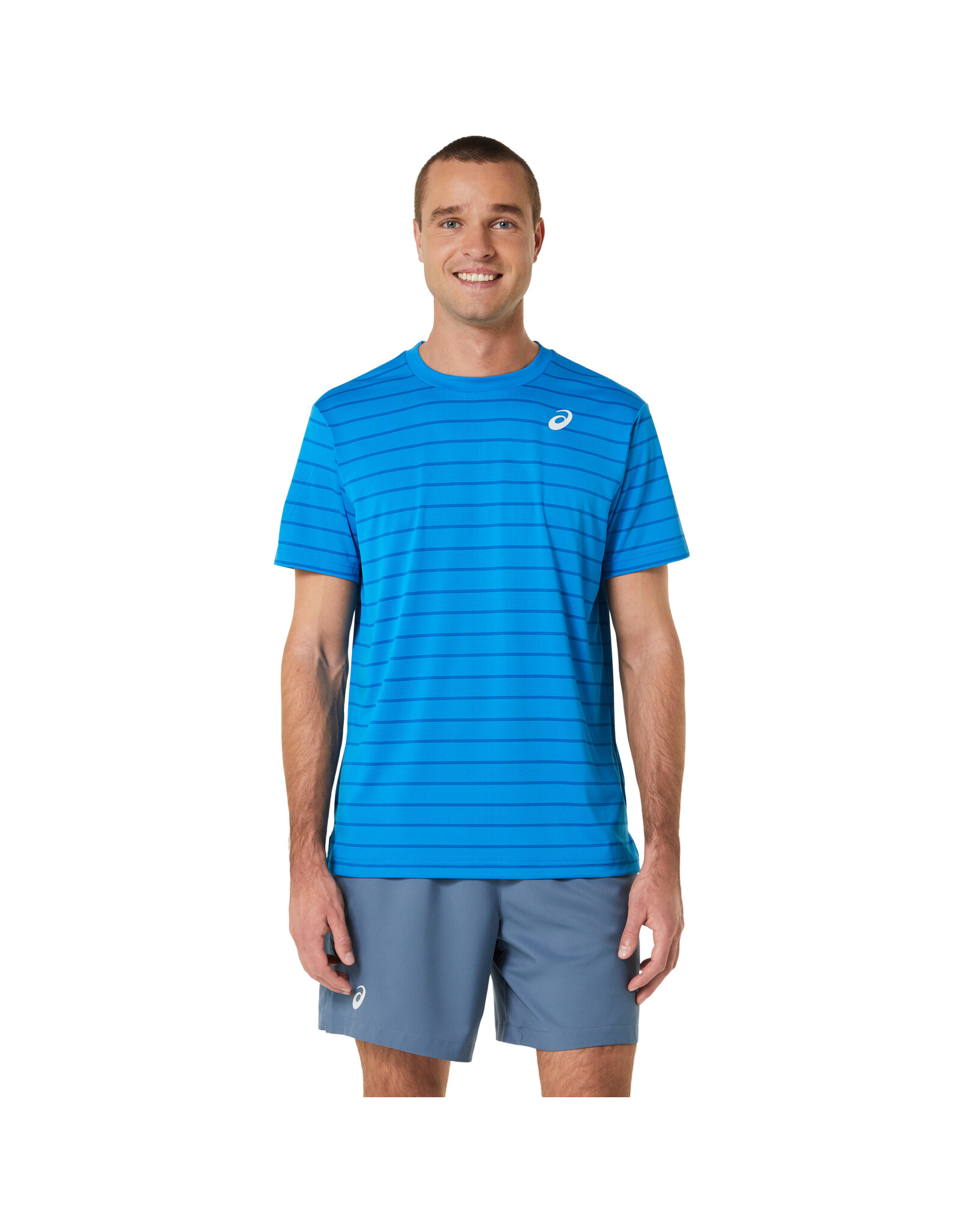 Asics MEN COURT STRIPE SS TOP-Heren-DIRECTOIRE BLUE