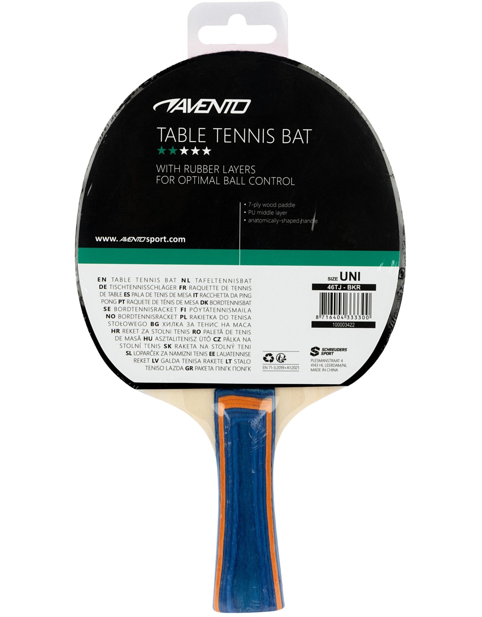 Avento Tafeltennisbat • 2-Star • Zwart/Rood