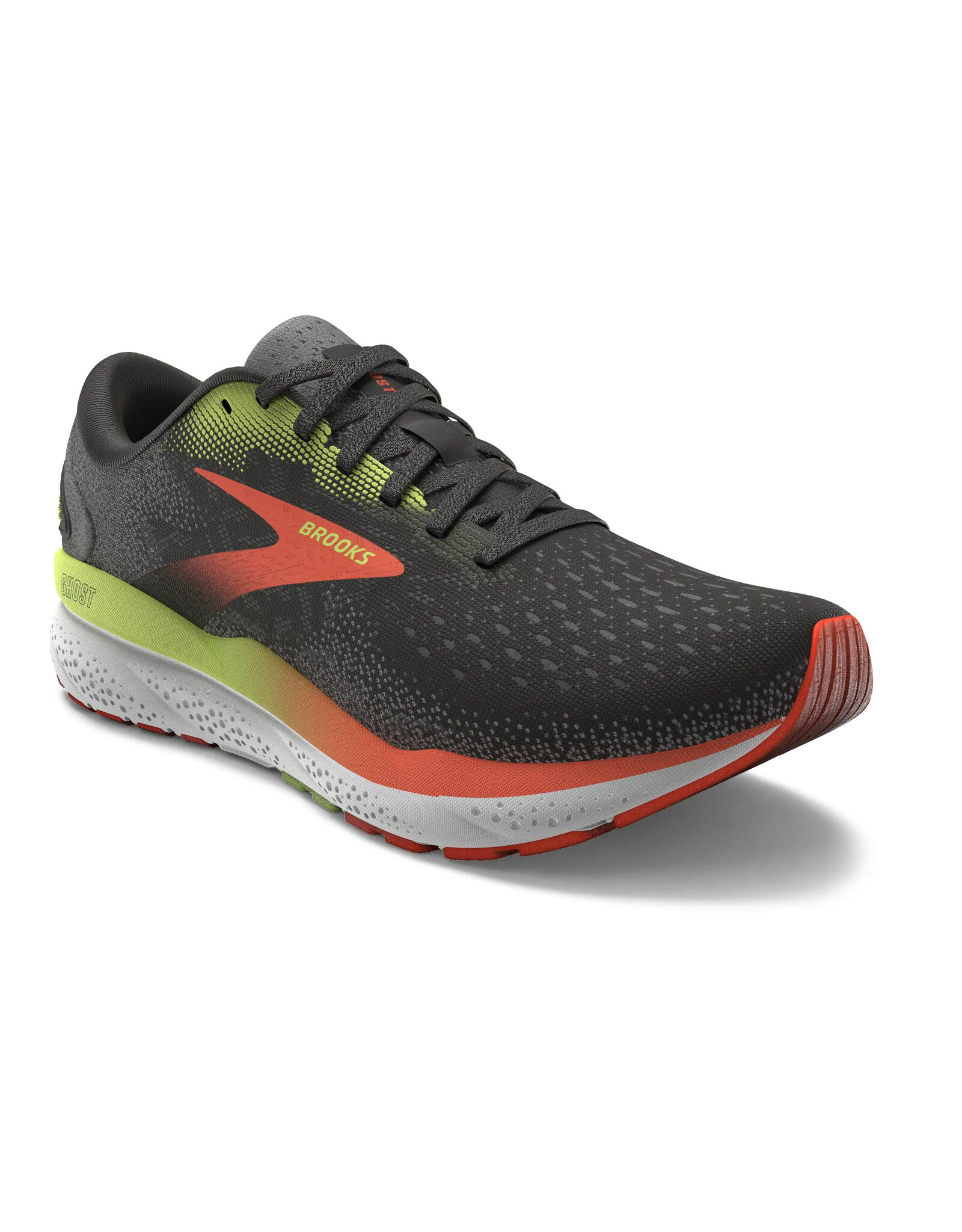 Brooks Ghost 16-Heren-Black/Mandarin Red/Green