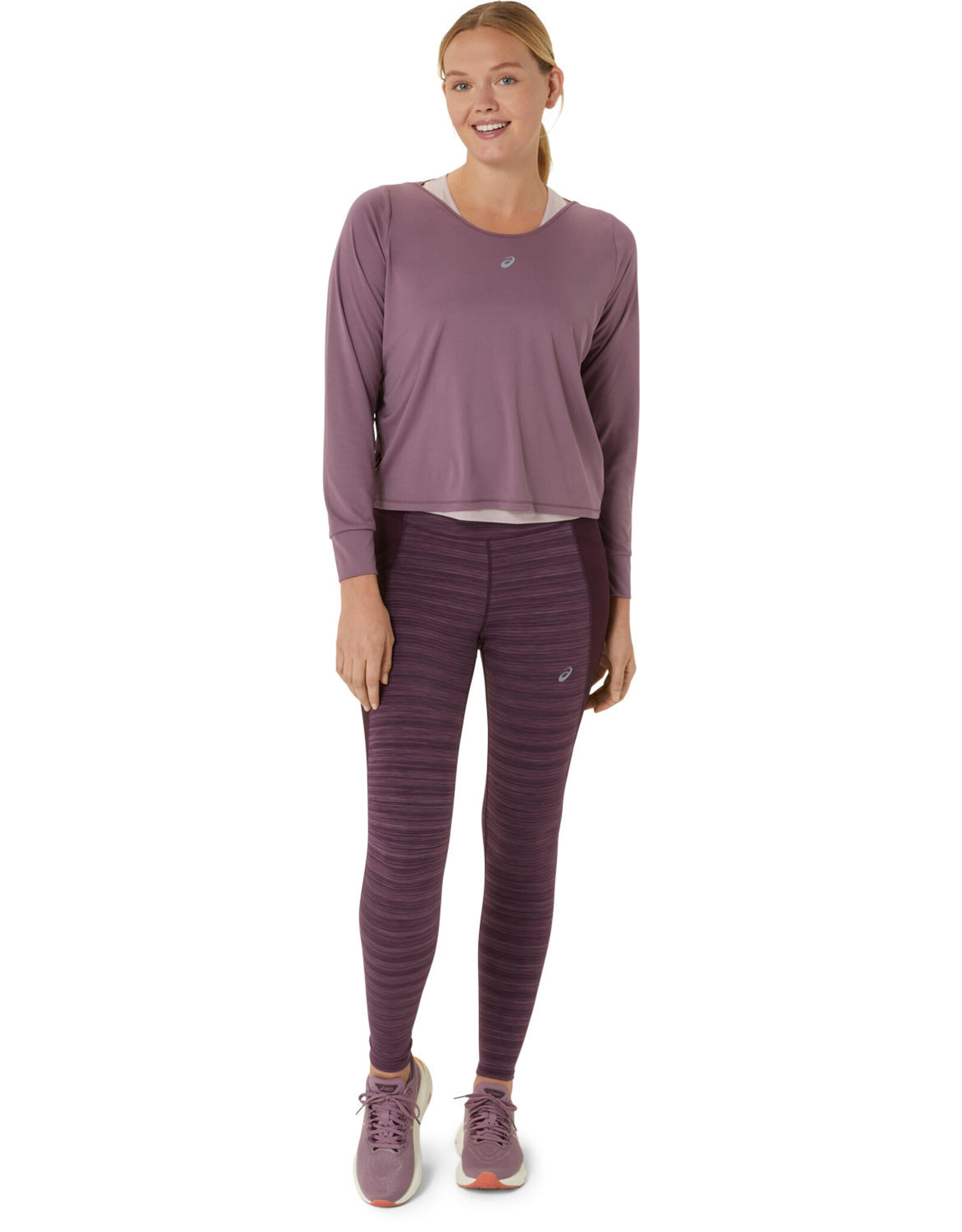 Asics NAGINO RUN LS TOP-Dames-DUSTY MAUVE/WATERSHED ROSE