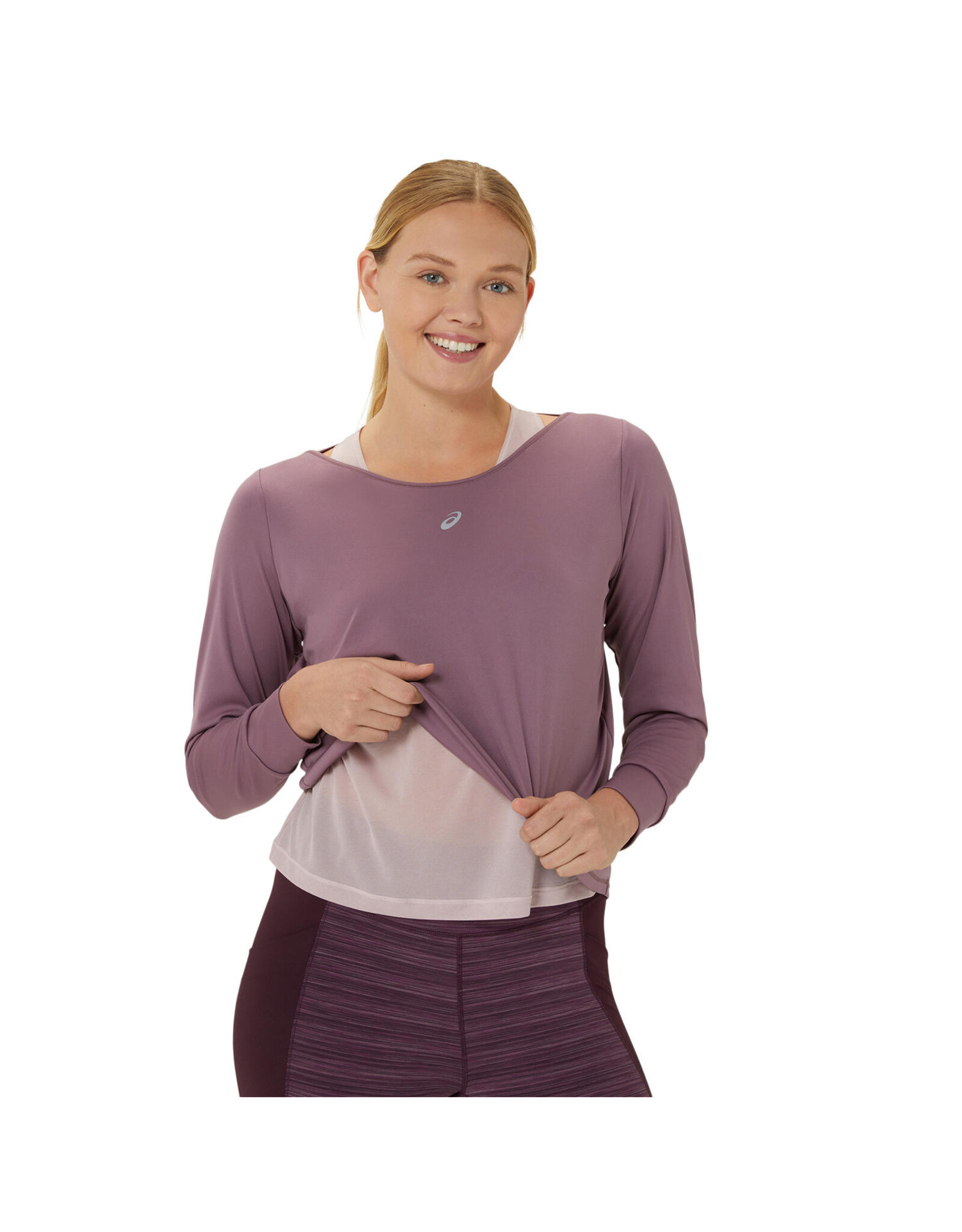 Asics NAGINO RUN LS TOP-Dames-DUSTY MAUVE/WATERSHED ROSE