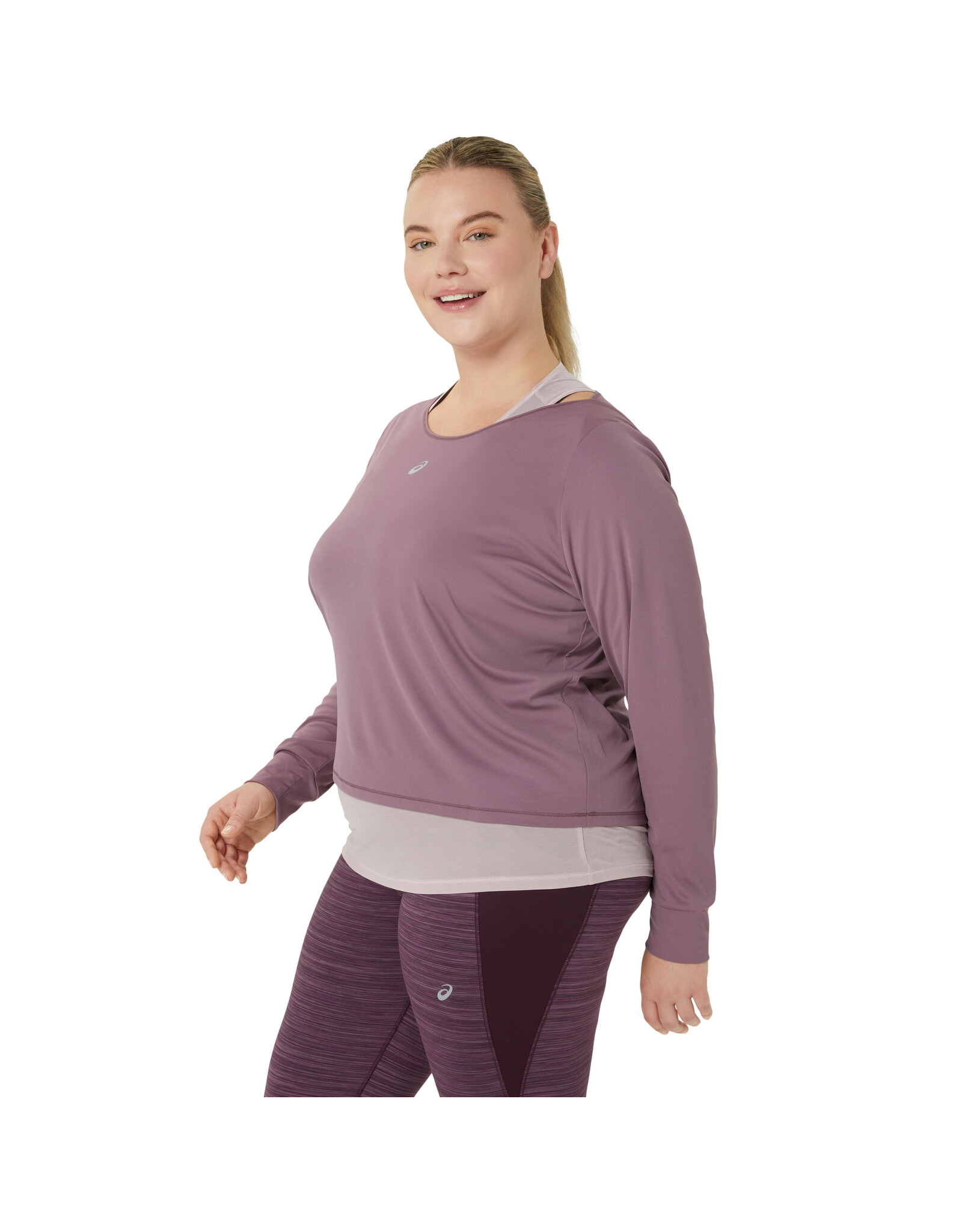 Asics NAGINO RUN LS TOP-Dames-DUSTY MAUVE/WATERSHED ROSE