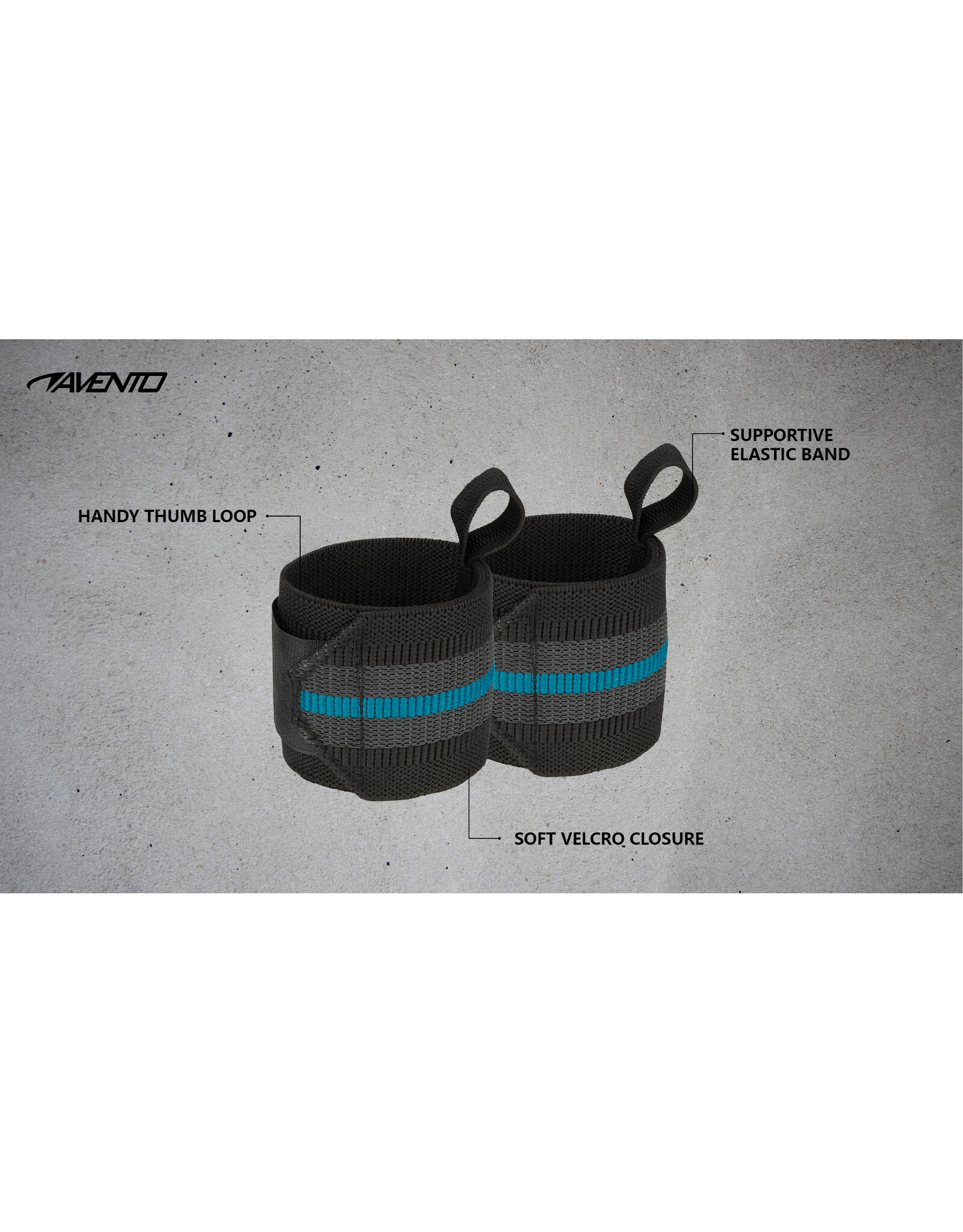 Avento Wrist Wraps • Paar •-Zwart/Blauw (BLK)