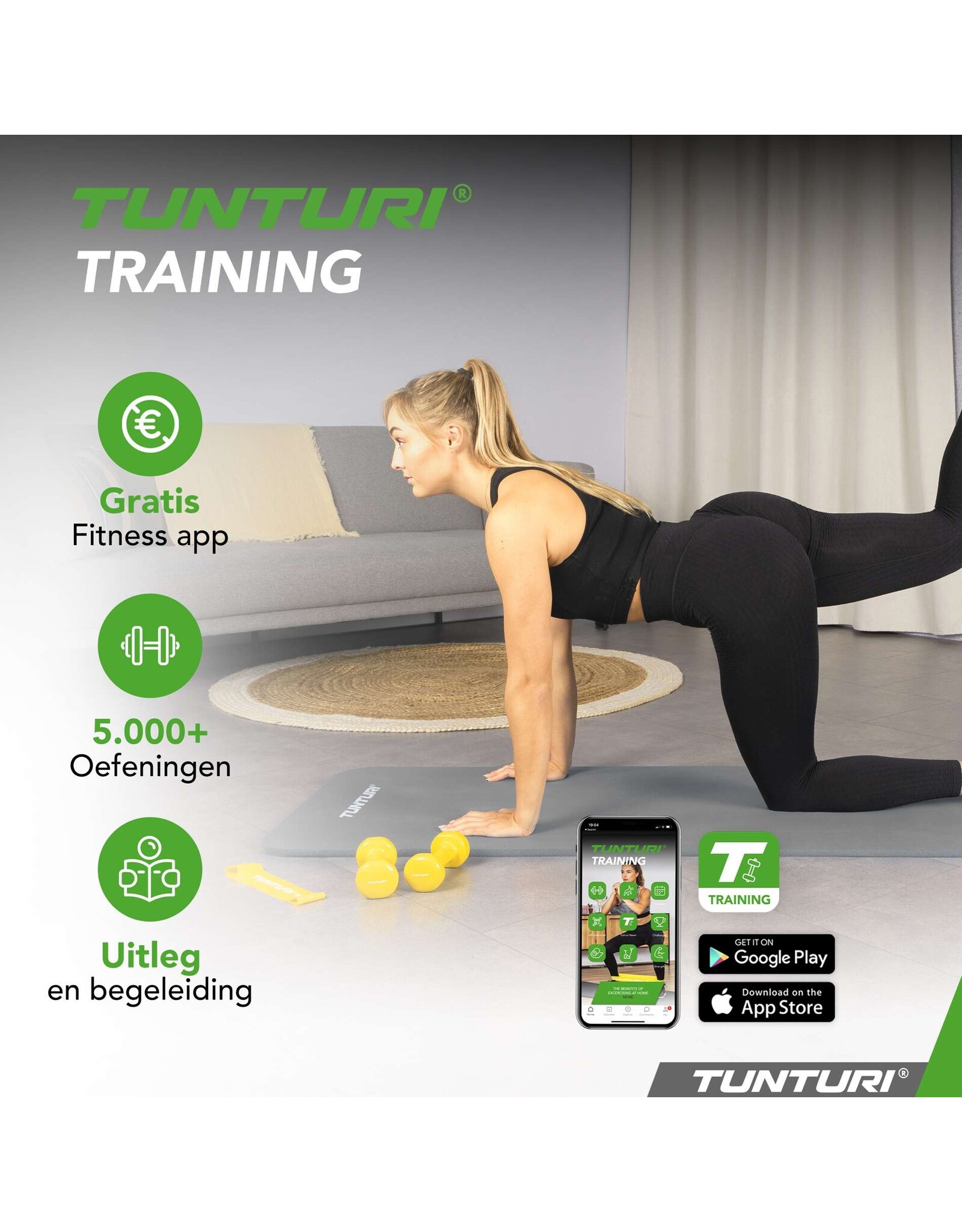Tunturi Tunturi Fitnessmat NBR, Grey