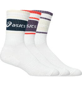 Asics 3 PACK ASICS LOGO CREW SOCK-BRILLIANT WHITE/MULTI