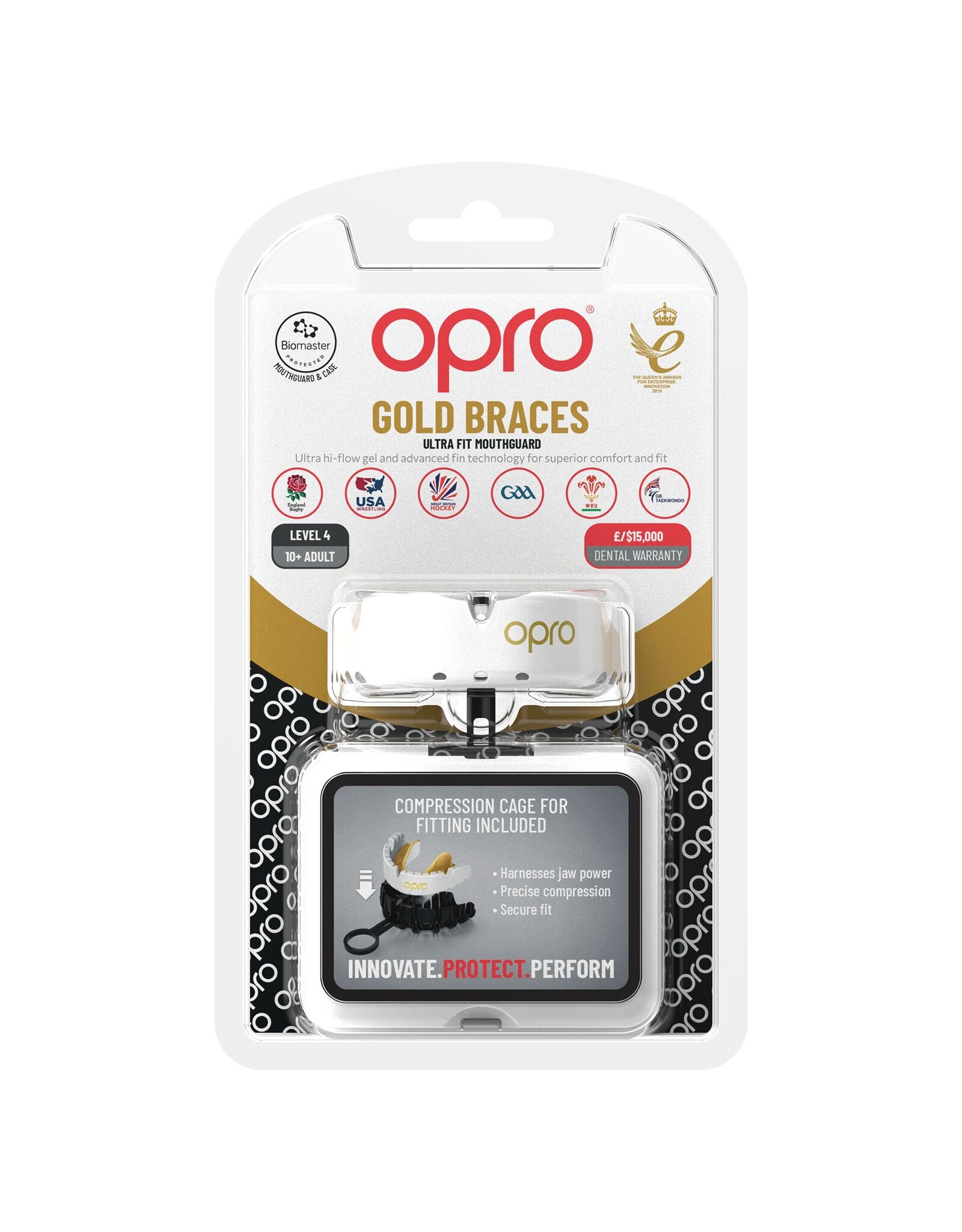 Gold Ultra Fit Mouthguard Braces-White-Gold